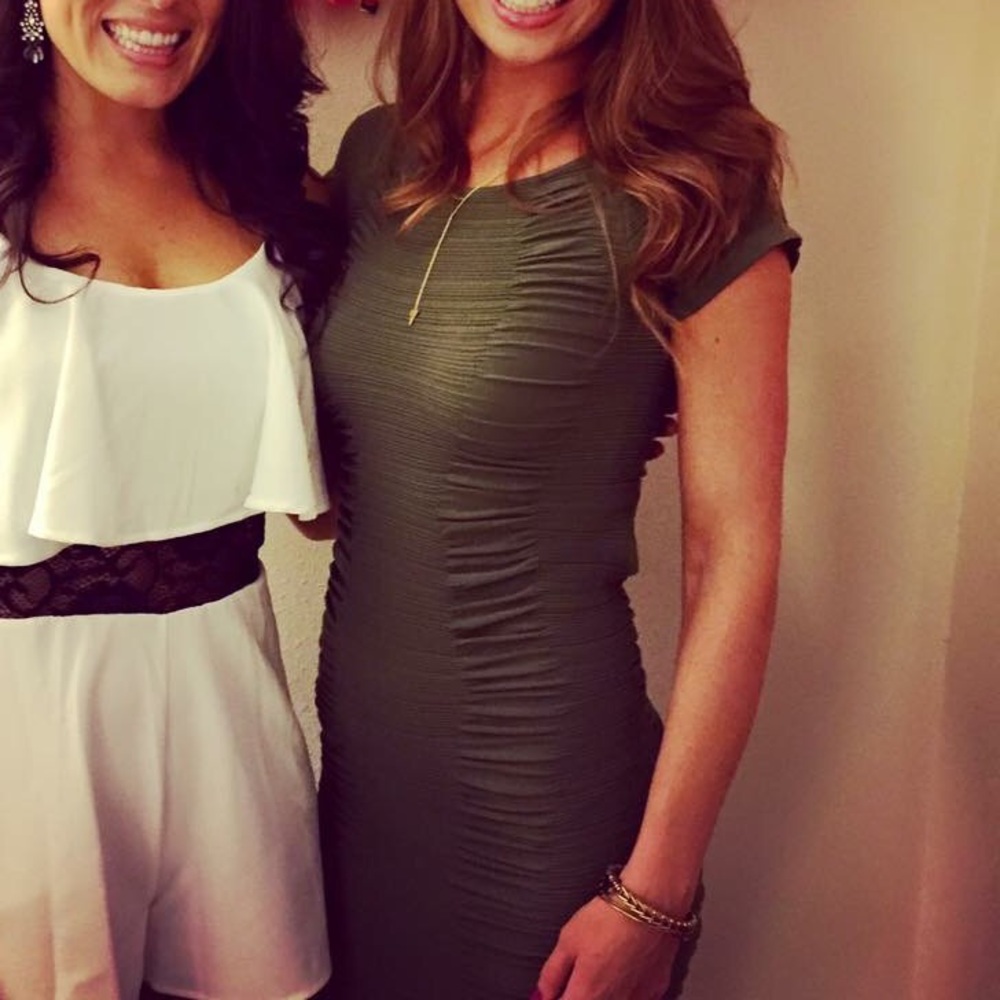 Super flattering olive green mini dress